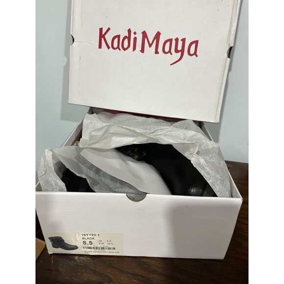 Kadi Maya Womens Black Ankle Boots w/ Faux Fur Trim & Side Zip Size 8.5 - Picture 9 of 9
